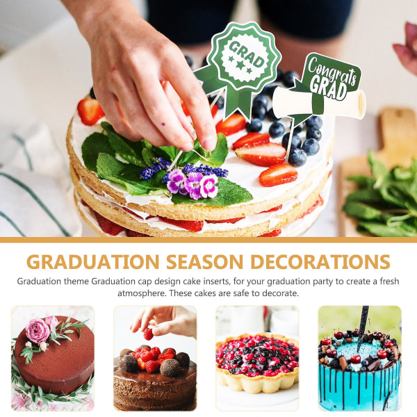 5 Sæt Graduation Season Kage Dekorationer Chic Kageindsatser Dekorationer Party Props Grøn 9X7CM Green 9X7CM