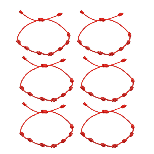 6st flätat armband röd knut sträng Armband Justerbar rött rep handledskedja Röd27X0.4X0.4CM Red 27X0.4X0.4CM