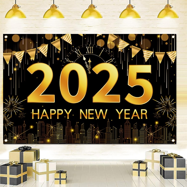 Gott Nytt År Bakgrund 2025 Nyårs Bakgrund Svart och Guld Gott Nytt År Fotobakgrund Nyårsafton Bakgrund