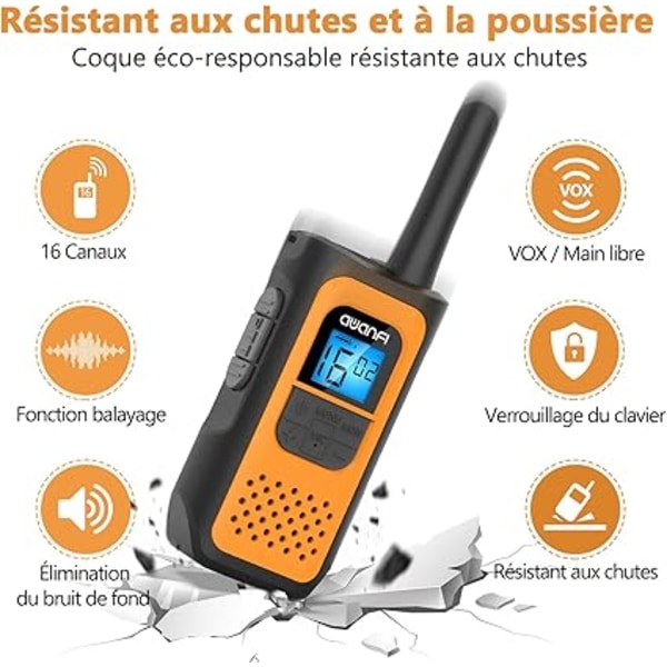 Ladda om Walkie Talkie Barn Vuxna 2-pack, Lång Räckvidd Walkie
