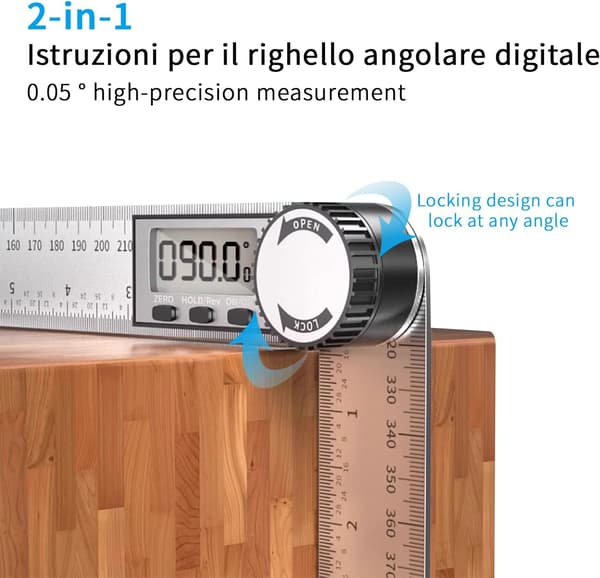 Digital Angle Gauge, 200mm Stainless Steel Digital Angle Ruler with Large LCD Screen