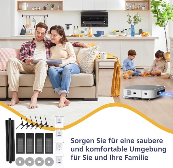 19-delt tilbehørssæt til Ecovacs robotstøvsuger Deebot X2 Omni/ X2/ X2 Pro, hovedbørste, tilbehørssæt osv.