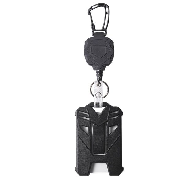 2 st Infällbar märkeshållare och Heavy Duty Badge-nyckelring, 31,5" sladd, indragbar, taktisk ID-korthållare med infällbar kedja, svart