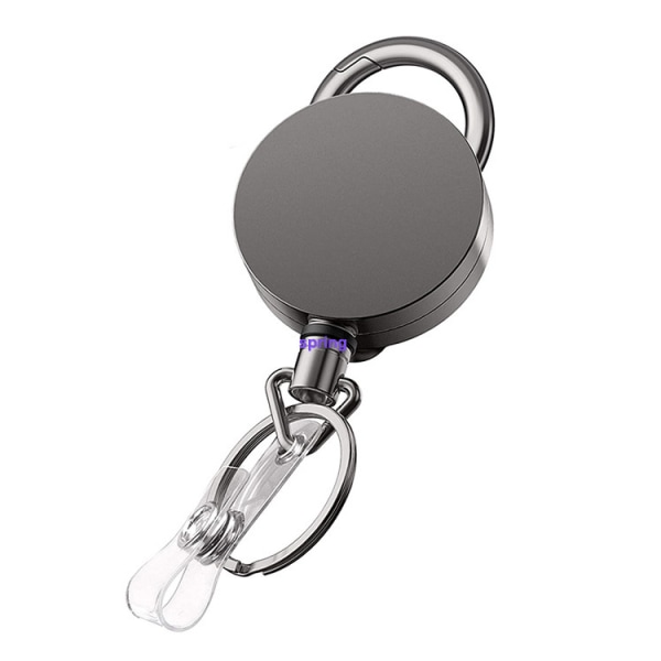Infällbar ID-korthållare scroll, med avancerat skal och rep med säker klämma nyckelring och ID-kort rem, med nyckelring
