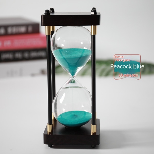 Timglas Timer 60 minuter Trä Sand Timglas klocka för kreativa presenter Rumsinredning Kontor Köksinredning Födelsedag Malachite blue sand 60 minutes
