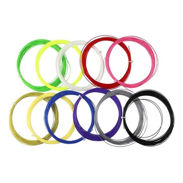 10 st högelastiska slitstarka badmintonracketsträngar för ersättningslinjer för racket (slumpmässig färg)