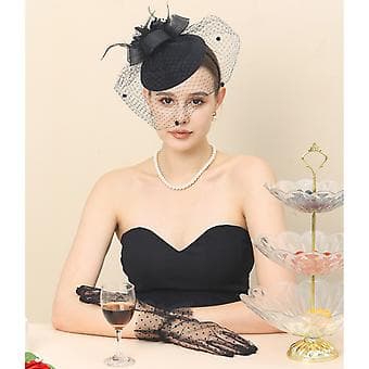 2 stk Cocktailpartyhat til damer & Meshhandsker Fjerhat og Anti-UV-handsker