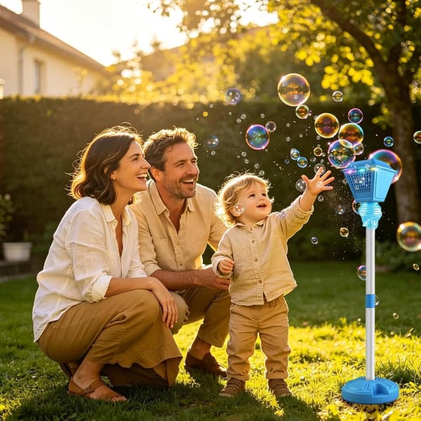 Rechargeable Freestanding Bubble Machine - With Lights and Music - Automatic Street Light Bubble Machine (DB)