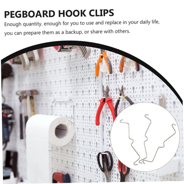 50 stk. rustfri pegboard-krogklemmer Pegboard-tilbehør til nem montering og genbrug