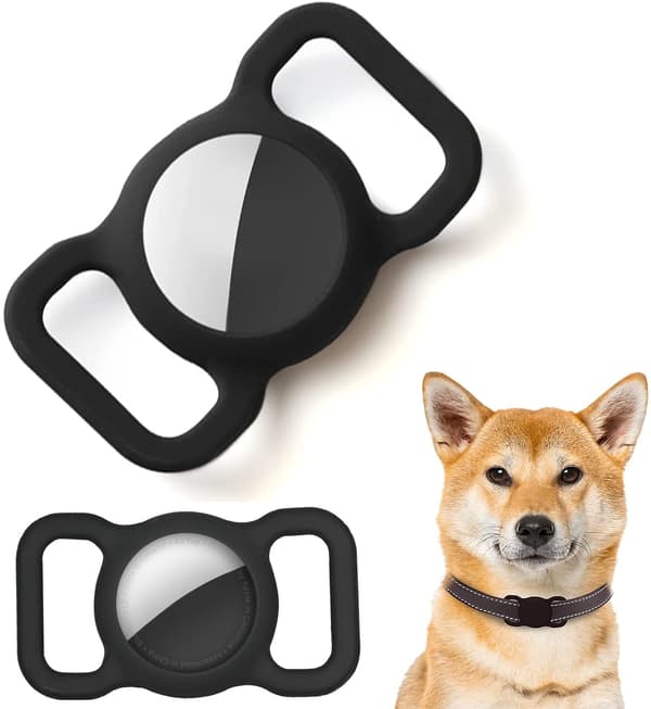 AirTag case for dog collar silicone Black 2-pack