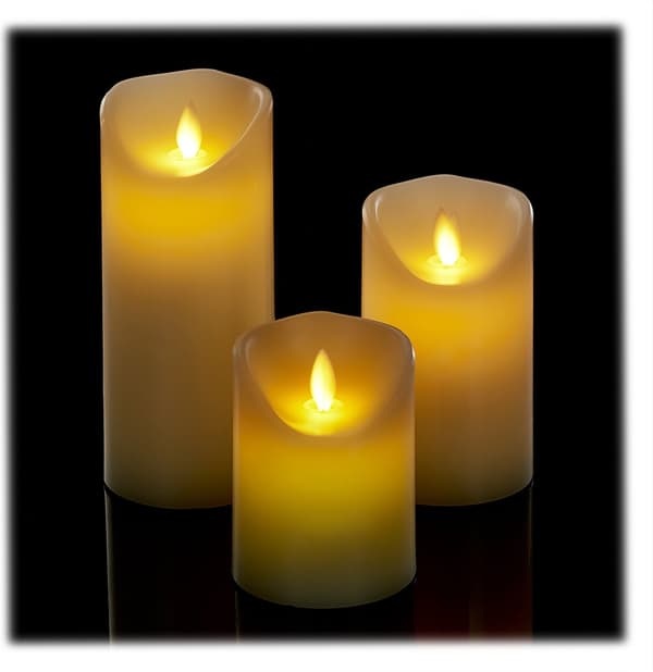 LED-ljus, set om 3, timer, rörlig flimrande låga, batteridriven