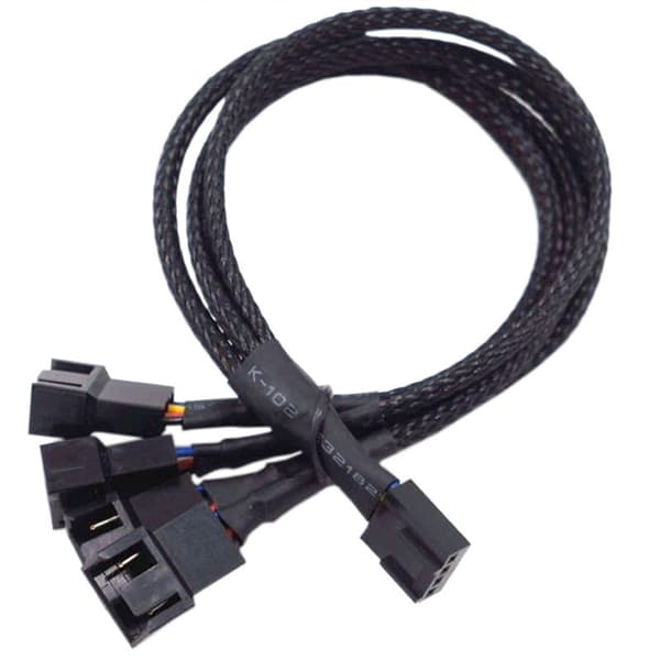 27 cm 4-vejs Pwm Ventilatorsplitter Sort Sleeved 4-bens Pwm Stik Ext