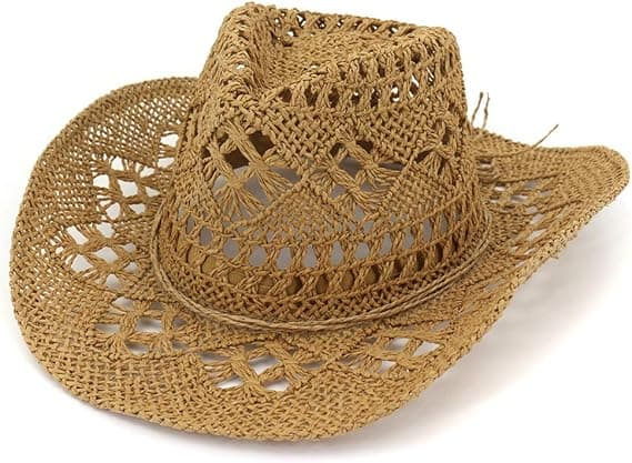 Unisex Western Cowboyhatte Vævet Håndlavet Stråhat Strandhat Jazz A A