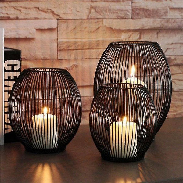 Metallinen Lantern Tea Light Votive Flame -kynttilänjalka Koriste-23cm