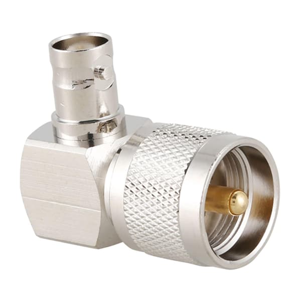 UHF PL259 -259 han til BNC hun retvinklet RF-adapterstik, sølv [DB]