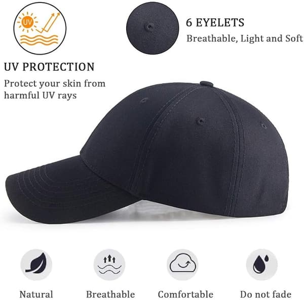 Classic 6 Panel Baseball Cap Adjustable Sport Hat for Men and Women