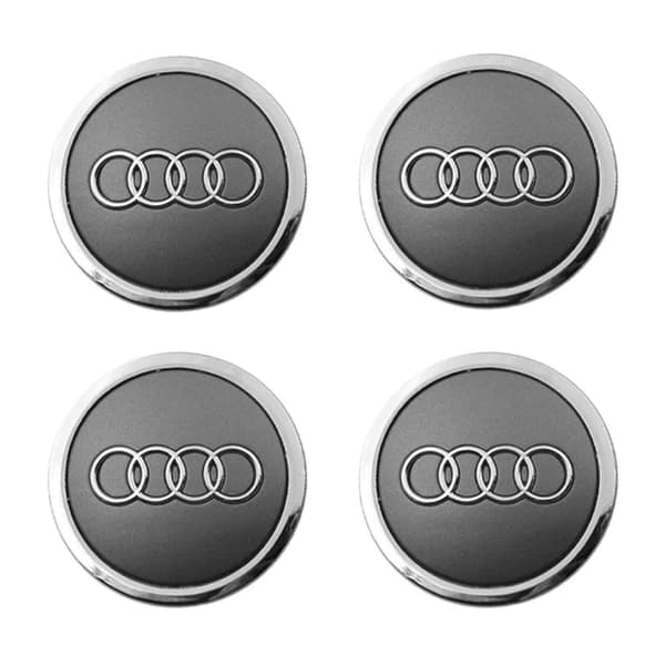 Centerkapsler til AUDI 60mm 4-pak Grå med forkromet kant 80 Grey with chromed edge