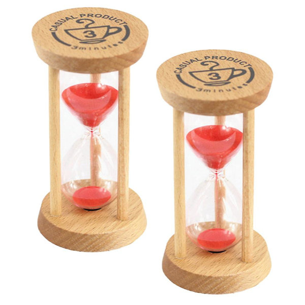 2 stk Barneleker Sandklokke Timeglass Sandtimer Sandglass Timer Leke Tannbørste Sandtimer Red 10X5cm