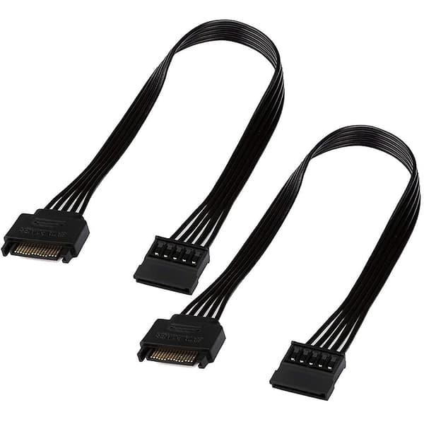 1 st SATA Strömförlängningskabel, 15-Pin SATA Hane till Hona Förlängningskabel Adapter för Hårddisk