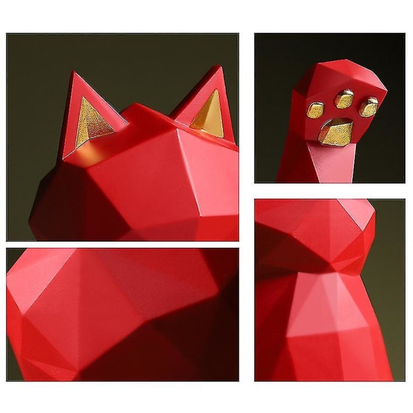 Hartsiveistos Lucky Cat -patsaskoristelu Moderni kodin sisustus - punainen L