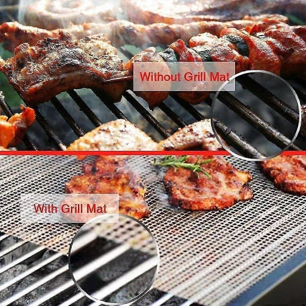 BBQ Grill Mesh Mat Set, 6pcs Non-stick Reusable Grill Mats Baking Accessories for Grilling