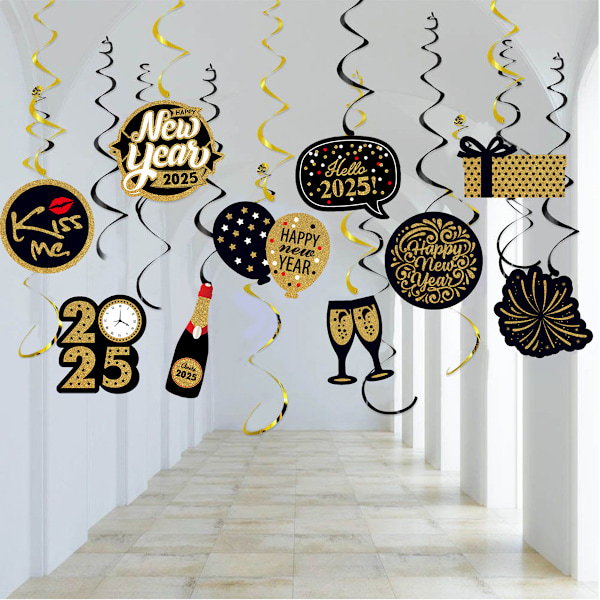 10 st 2025 Nyårsfest Dekoration Glad Nyår Foto Rekvisita för 2025 Nyårsafton Festtillbehör