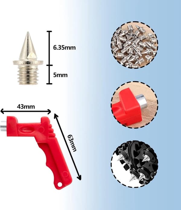 Piggsko 50 stk 6 mm erstatningspigger med nøkkel