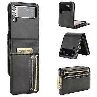 För Samsung Galaxy Z Flip3 5G PU Läderfodral Vikbart Telefonfodral Hårt PC-skal med Plånboksdesign