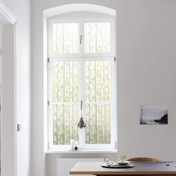 Static Frosted Window Film, Bamboo Privacy Screen, 40x300cm, for Bathroom and Office