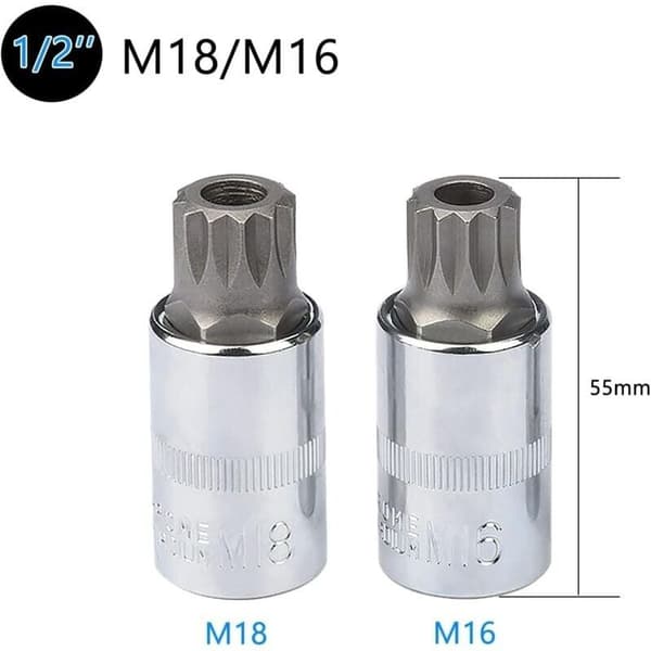 10 x M4 - M18 Triple Square Spline Topnøglesæt + Opbevaringskasse