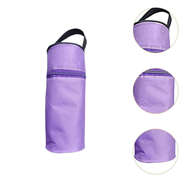 Vattenflaskväska med dragkedja, mjölkflaskväska för promenader, resor, vandring, röd violett Violet 8.5cmx22cm