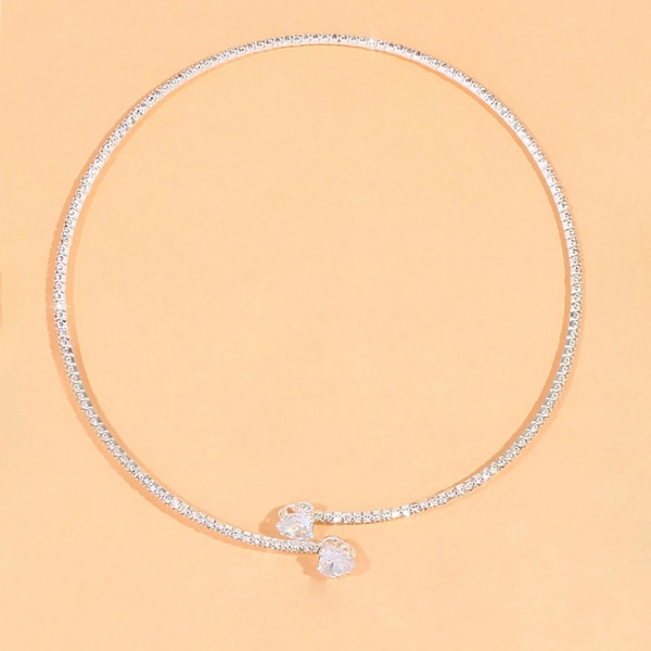 Chokerhalsband Justerbart Kristallfest Halsband Glittrande Bröllops Halsband Guld eller Silver Kedja Smycken
