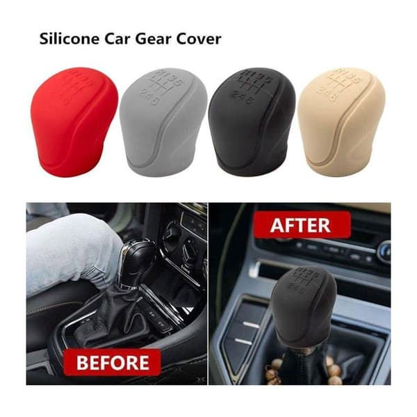 Universal Silicone Car Gear Shift Cover - 6 Speed - Non-slip (Beige)