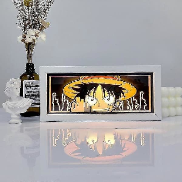 One Piece Anime 3D Paper-cut Light Box Manga Shadow Box LED Desk Night Light AA A A