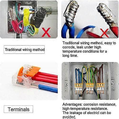 90x til Wago 221 elektriske stik ledningsblok klemme terminalkabler [DB]