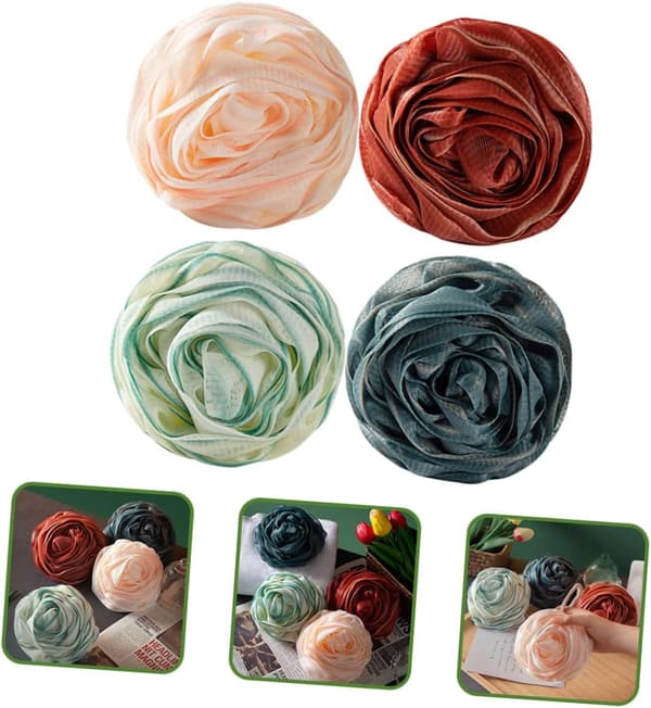 Badebolde Blomster Rosa Badebolde Svampenet Eksfolierende Skrub Badebolde Kropsskrub Eksfolierende Badetilbehør