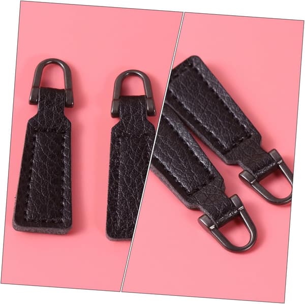 25 Pcs Black PU Leather Zipper Pulls for Bags and Clothes, Universal Detachable Zipper