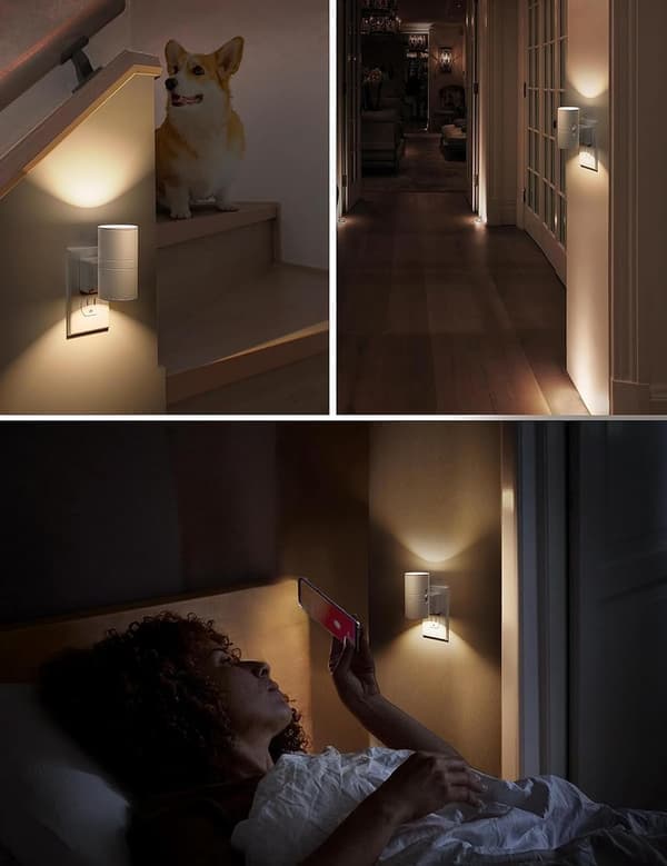 LED Night Light Plug-in Light Sensor Dimmable 3000K Soft White Hall Bedroom [Ho]