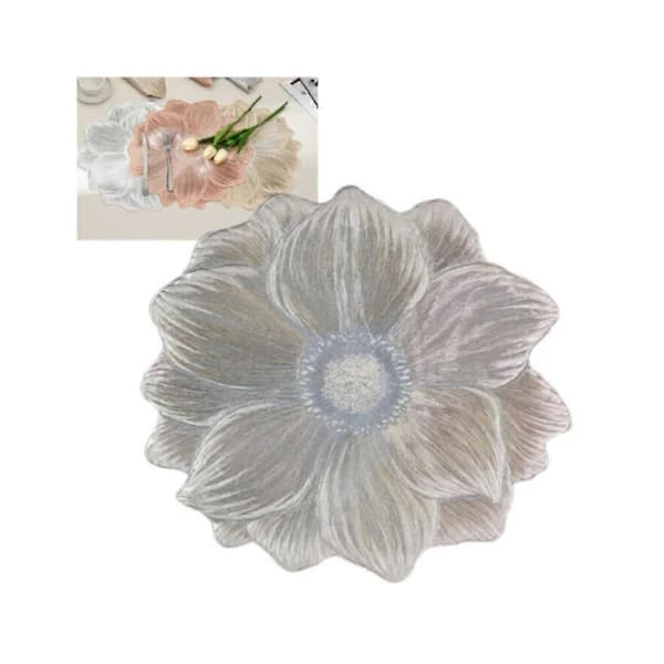 3-pack Raidley Creative Flower PVC Placemats - Waterproof and Oil-Resistant, Silver 1 Piece