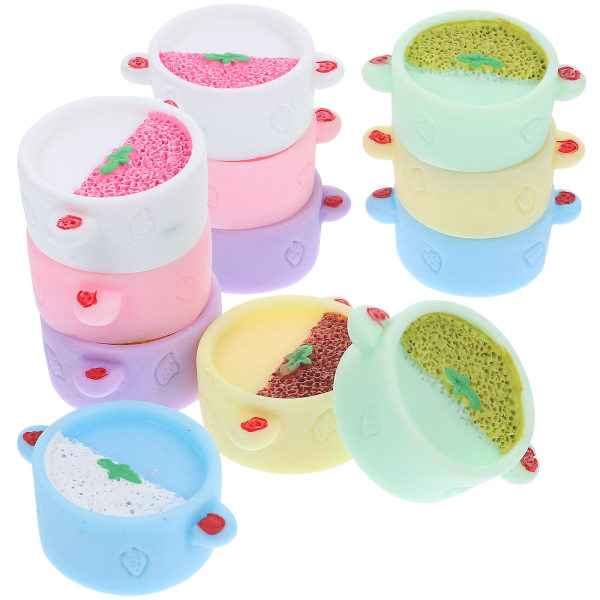 12 stk Harpiks Simulerte Melkekanne Ornamenter DIY Håndverk Kjøleskapsmagneter Nøkkelring Tilbehør Assorterte Farger Assorted Color 3.4X2.5cm