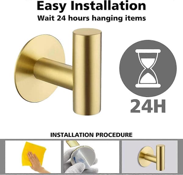 2 stk. badehåndklædekrog selvklæbende, SUS 304 rustfrit stål kraftig dørkrog svampeholder til badeværelse hotel