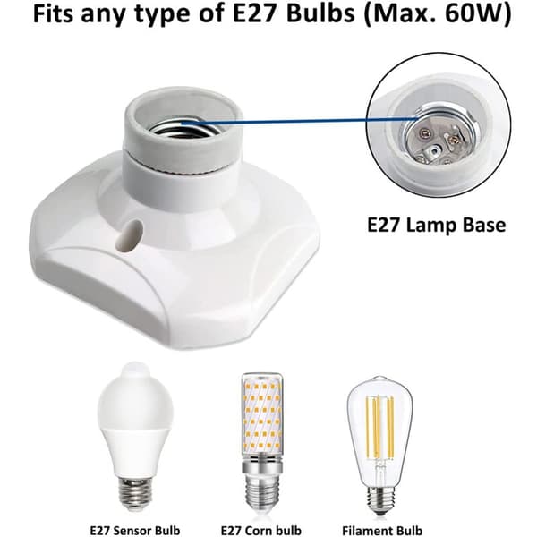 Set of 6 E27 Screw-in Ceiling Lamp Sockets AC 220-240V, Socket Holder for LED Bulbs, E27 Ceiling Lamp Base