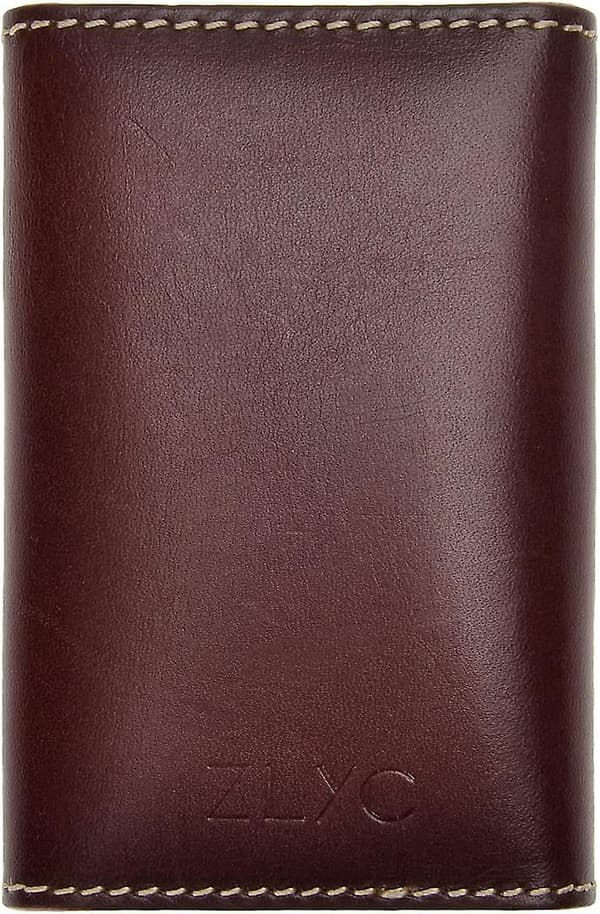 New Genuine Leather Two Button Key Wallet Card Holder Key Case Keychain (Dark Red) (1pc)