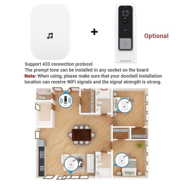 Doorbell,ring Doorbell Chime Wireless Door Bell Video Doorbell Prompt Voice Plug In