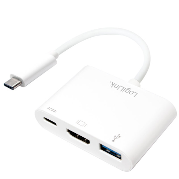 USB-C til HDMI + USB-C + USB-adapter Vit