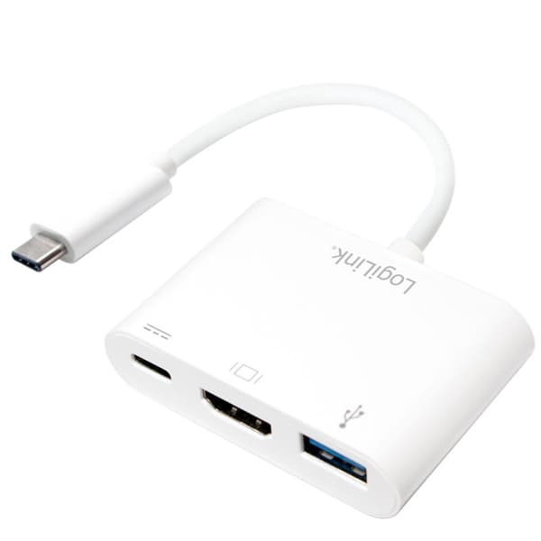 USB-C till HDMI + USB-C + USB-adapter Vit