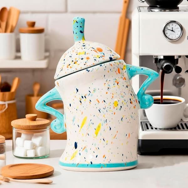 Jars with Attitude, Large Candy Jars with Lids, Stylish Ceramic Cups with Attitude, Fun Kitchen Decorations for Candy, Cookies, and Tea.