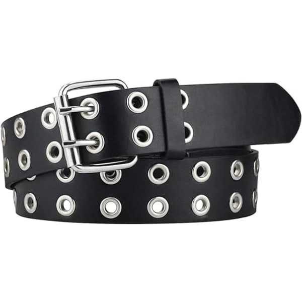 Belte for kvinner, doble spenner, bredt goth damebelte til jeans