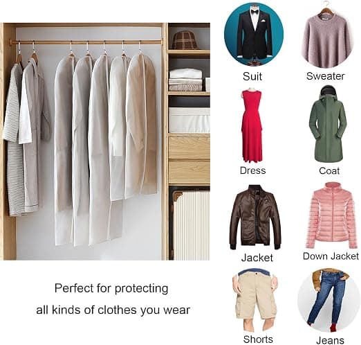 Moth-proof garment covers with zipper for wardrobe storage