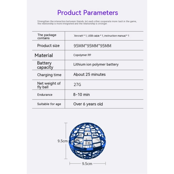 Lentävä Orb-pallo, Parannettu Lentävä Pallon Leikki, Käsin Ohjattava Boomerang-Levitäjäpallo, Lentävä Pyörijä Äärettömillä Tempuilla, Jännät Leikkikalut 1 pcs blue